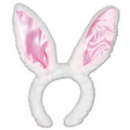 Plush White Satin Bunny Ears Headband